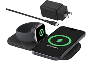 Belkin 2-in-1 Magnetic Charging Travel Pad 15W - MagSafe-Compatible Foldable Qi2-Certified Wireless Charging Station, iPhone Charger for iPhone 16 Series, Apple Watch 9, AirPods, and More - Black