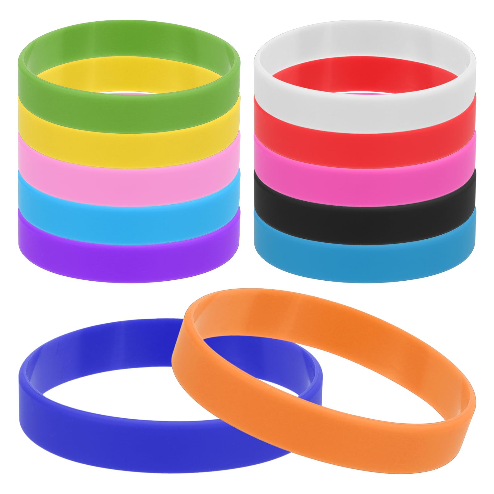 PATIKIL Silicone Rubber Bracelets, 12 Pcs Solid Color Blank Stretch Wristbands Sports Elastic Rubber Bands for Men Women Adults Teen Party Favors, Multicolor