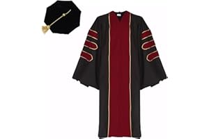Ariro Unisex Doctoral Graduation Gown and 8 Side Tam Package for Faculty and Professor Phd
