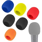 6 Pack Foam Mic Cover, Pop Filter Windscreen for Shure SM58 | Thick foam mic cover fits most handheld microphones, Reduces wind noise, improves clarity, and keeps mics clean, 5-Color Mix