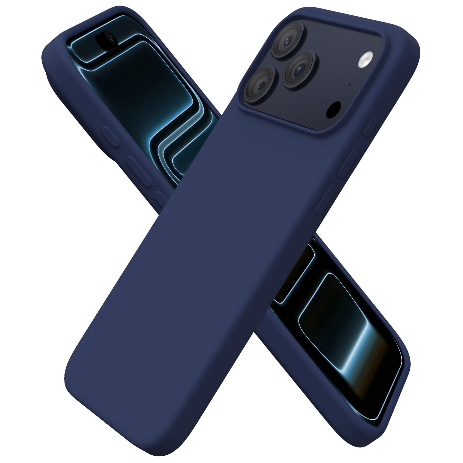 Photo 1 of ORNARTO Compatible with iPhone 17 Pro Max Case 6.9", Slim Liquid Silicone 3 Layers Soft Gel Rubber Shockproof Protective Cover with Anti-Scratch Microfiber Lining-Navy Blue