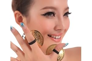 Wowlife 4 Pcs/2 Pairs Professional Belly Dancing Dance Costume Oriental Dance Finger Zills Finger Cymbals for Dancer Evening Party
