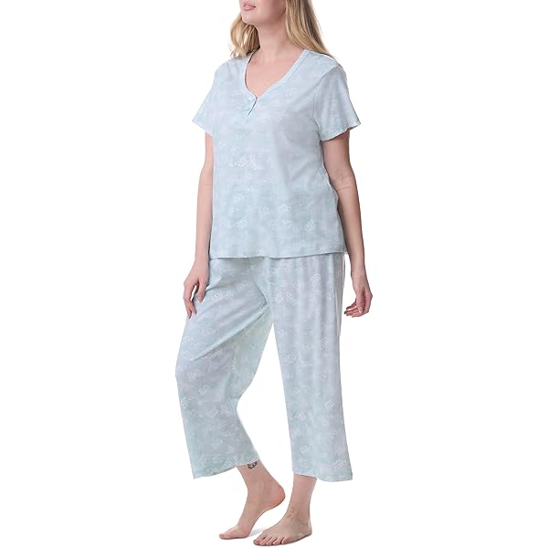 Karen Neuburger Women's Elbow Sleeve Notch and Capri Set with Twin