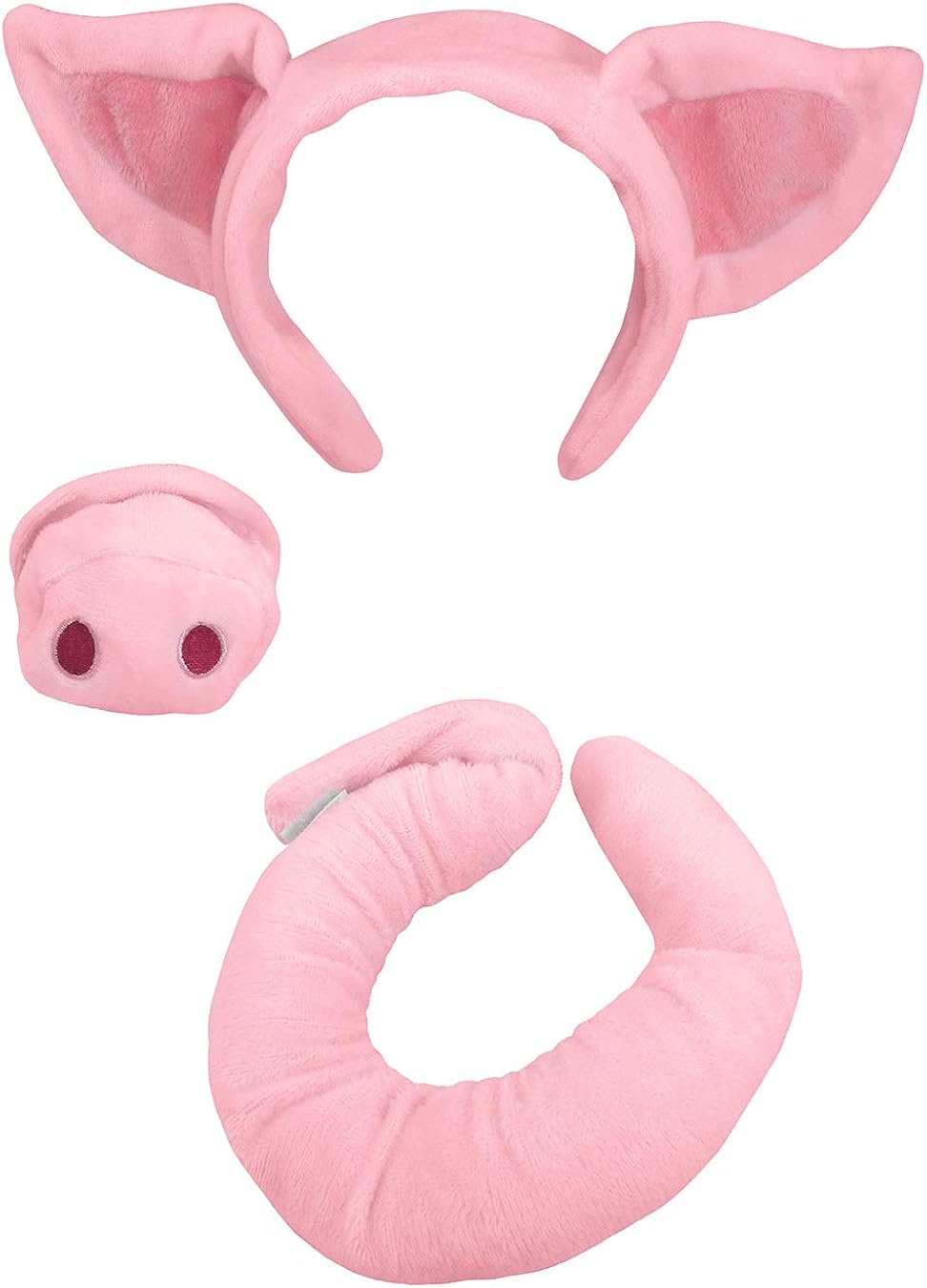 Unisex Pig Ears Headband Nose and Tail Accessory Set, Pink