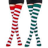 Kayhoma Extra Long Cotton Stripe Thigh High Socks Over the Knee High Socks