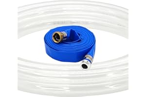 D-WEIXIN 2” ID x 50ft PVC Lay Flat Discharge Hose with Aluminum Pin Lug Fittings, Heavy Duty Reinforced Blue Backwash Pump Hoses for Swimming Drain Pools and Clean Filters