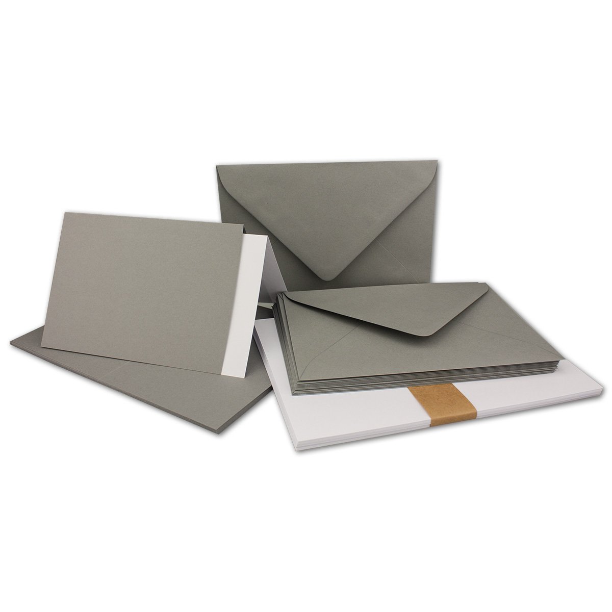 Folded cards, DIN A6 – C6, wet sealing, with inlay 50 Karten-Sets graphite grey