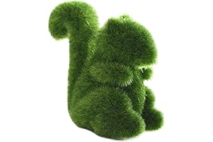 Animal Topiary, Squirrel Figurine, Green Flocked Squirrel Statue, 4x3.7 Inch Animal Topiary, Garden Statues for Outdoor Lawn 