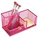 Homecube Space Saving Mesh Office Supplies Desk Organizers/ Pen Holder 3 Sorter Sections Hot Pink