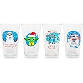 Star Wars Silver Buffalo Holiday Fun Pint Glasses, Set Of 4 | Beer Tumbler For Liquor, Pub Drinks | Each Holds 16 Ounces