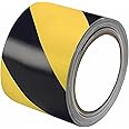3 Inch x 110FT Black and Yellow Safety Tape, Hazard Tape, Warning Tape, Caution Tape Roll, Floor Tape for Gymnasium, Walls, Floors, Pipes and Equipment in Construction Sites & Hazardous Areas