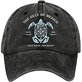 Gulf of Mexico Hat Sea Turtle Hat, Gulf of Mexico Established 1550 Cap, Vintage Baseball Caps for Men Women