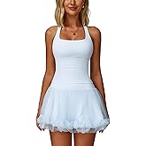 ABOCIW 2 Piece Tennis Dresses for Women Side Slit Mini Skirt Set Racerback Workout Crop Tank Top Golf Outfits