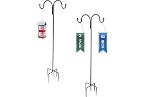 LaLaGreen Shepherd Hook (63 Inch, 2 Pack) Black Hook for Hanging Planter Basket, Heavy Duty Garden Feeder Pole for Hanging Bi