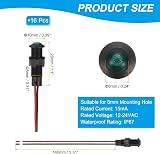 PATIKIL 16 Pack 8mm Green LED Signal Indicator Lights 12-24V Waterproof Panel view 2