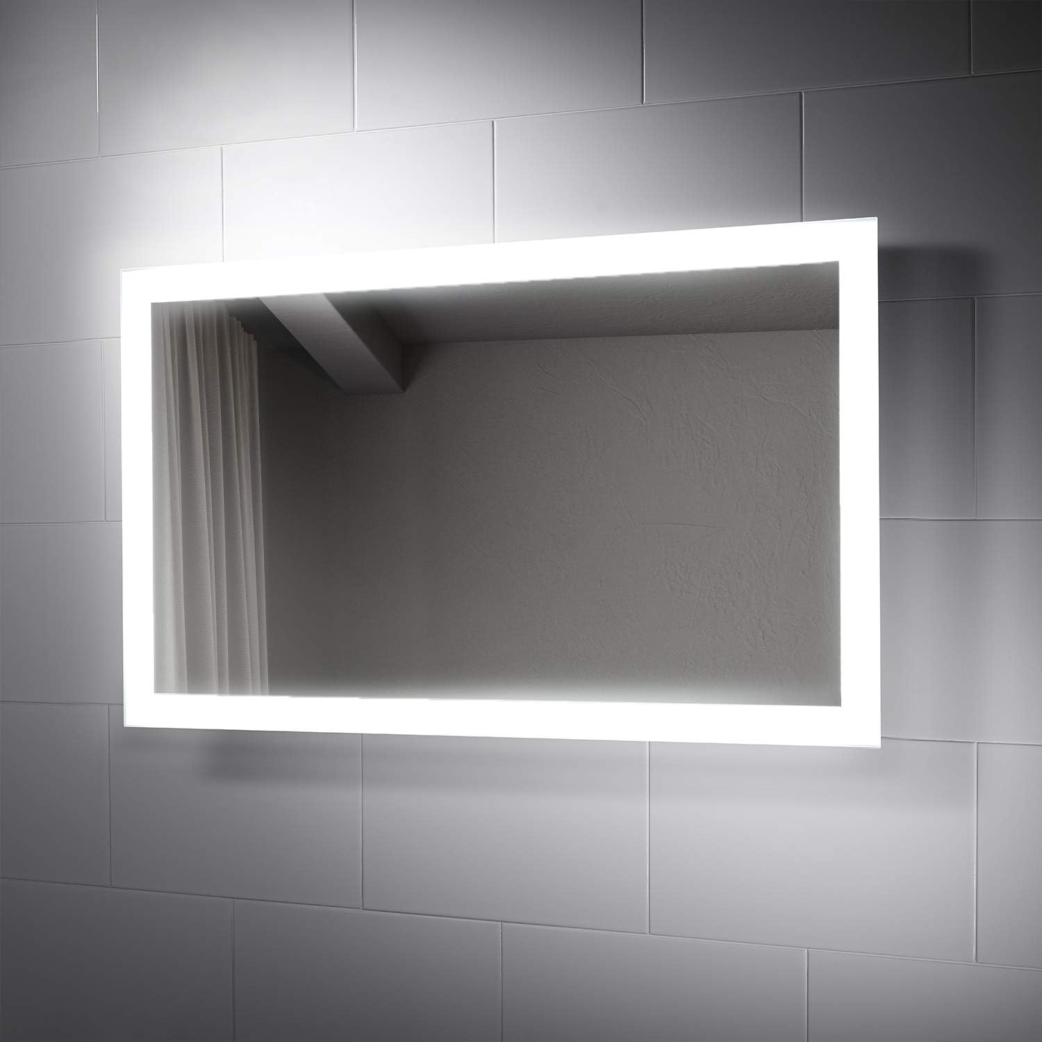 Pebble Grey™ Elana Illuminated LED Bathroom Mirror with Concealed Heated Demister Mirror Pad and Motion Sensor Switch | 1000 x 600 | IP44 Rated | 10 Year Guarantee