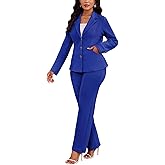 Kafiloe Women Suits 2 Piece Set Long Sleeve Blazer Pants Suit Dressy Business Casual Work Outfits Office