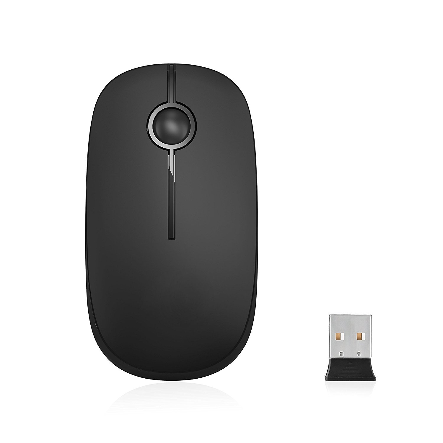 Vssoplor Wireless Mouse, 2.4G Slim Portable Computer Laptop Mouse with Nano Receiver Quiet Silent Optical Mice for Notebook, PC, Laptop, Computer-Black