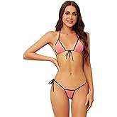Dadress Micro Bikini Sets Extreme Sexy Halter Swimsuit for Women Tie Side G-String Cheeky Swimwear Mini Bikinis
