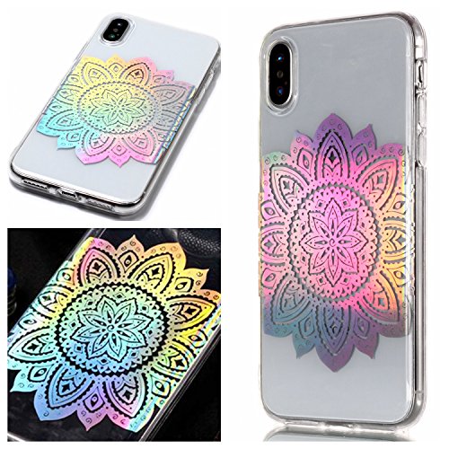 Gostyle iPhone XS Max Bling Glitter Case,Clear Transparent Soft Silicone TPU Back Cover,Ultra Thin Lightweight Shiny Colorful Pattern Bumper Protective Cover for iPhone XS Max,Mandala