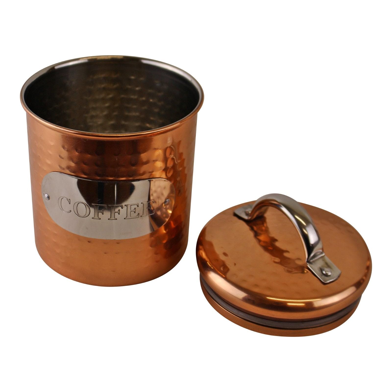 Hammered Copper Metal Kitchen Food Storage Tin Canister Pot (Tea Coffee Sugar Set)