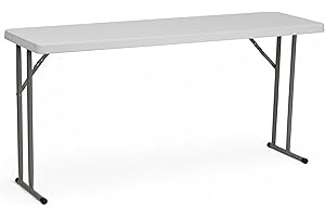 Flash Furniture Kathryn 5' Rectangular Plastic Folding Table, Long Plastic Foldable Table for Indoor/Outdoor Events, White