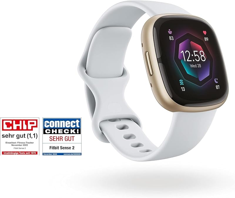 Google Fitbit Sense 2 – Smartwatch Damen / Herren – Fitnessuhr mit integriertem GPS und Telefonfunktion – Fitness-Tracking mit Stressmanagement, EKG und Schlafanalyse – kompatibel mit Android/iOS