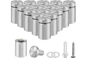 JMHNEWHOPE 16pcs Standoff Screws for Acrylic, 3/4 in. Dia x 1 in. L Standoff Mounting Hardware, Stainless Steel Stand Off Wall Mounts, Sign Standoff Screws Mounting Hardware for Acrylic Signs Holder, Silver