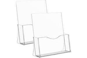 ZAVEKIA Acrylic Brochure Holder, 8.5 x 11 inches Clear Acrylic Literature Holder Plastic Flyer Display Stand (2 Pack)