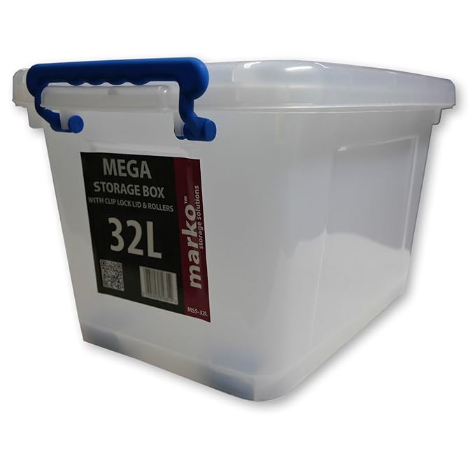 Marko Storage Solutions 32L Heavy Duty Strong Plastic Storage Boxes 32