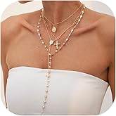 Layered Cross Necklace for Women Bohemian Bead Pearl Y Long Pendant Necklace Set Vintage Rosary Jewelry Christian Gifts for Women