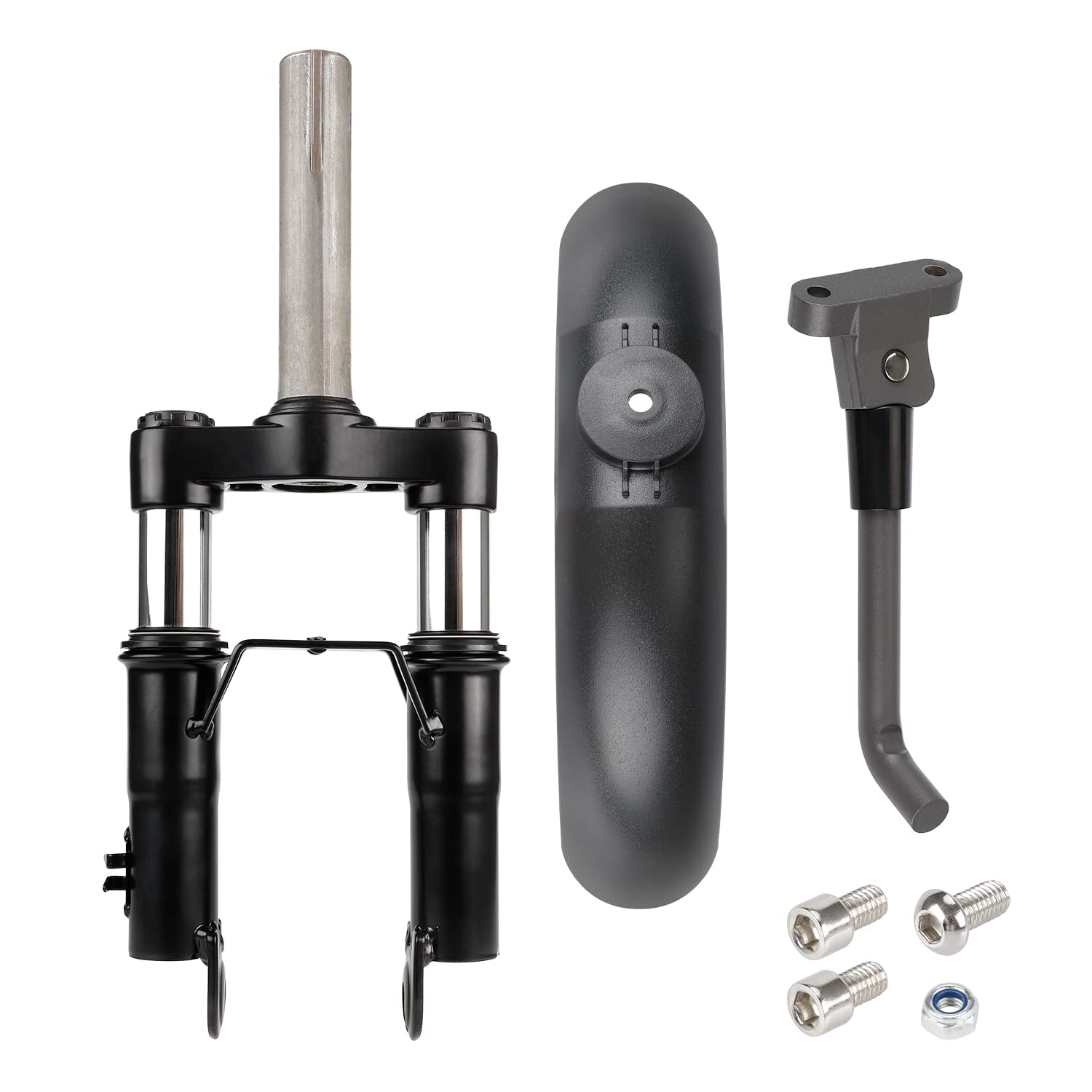 MotuTech Front Shock Absorber Suspension Fork Kit for Xiaomi M365 / Pro/Pro 2 / 1S / Essential Lite/Mi 3 Suspension + Front Fender + Anti-Vibration Kickstand Accessory