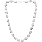 VN Jewelry Women's Handmade Natural Gemstone Beaded Necklace, Statement 10x14mm Beaded Necklace for Women Girls - Gift Boxed Ideal Gift for Her