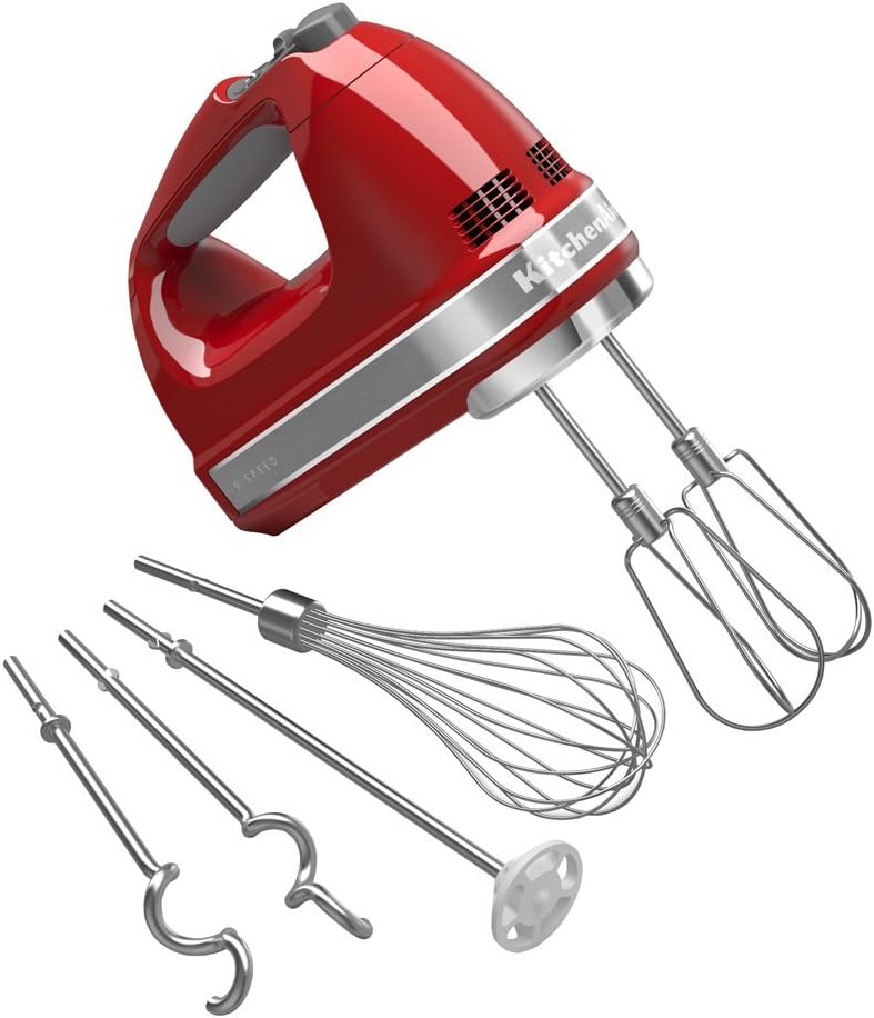 KitchenAid KHM926ER Empire Red 9-Speed Hand Mixer (Renewed)