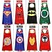 Sholin Superhero Dress up Costumes 4 Double-Sided Design Satin Capes with 8 Felt Masks