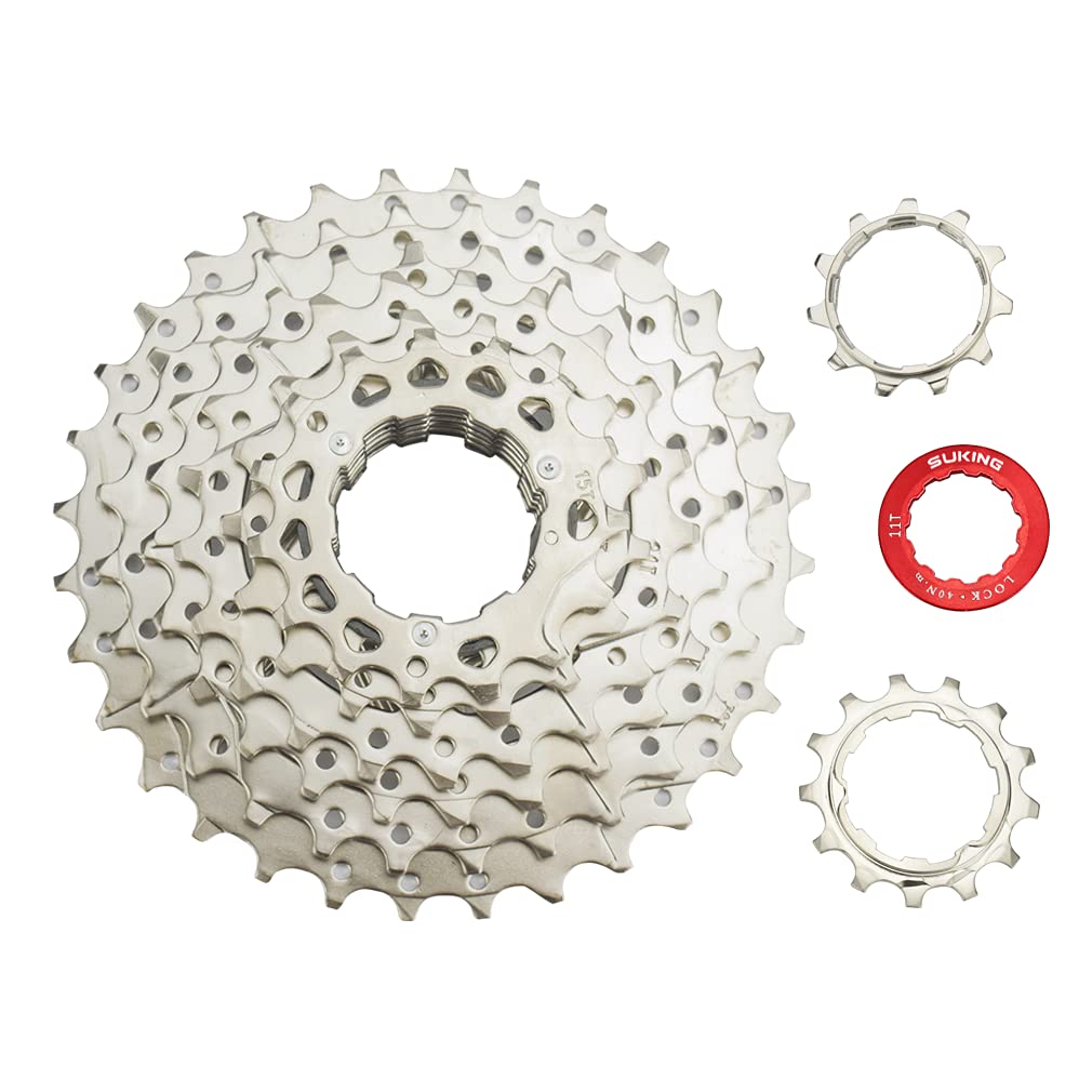 CYSKY 8 Speed Cassette 11-32T Wide Ratio MTB Mountain Bike Cassette Fit for Mountain Bike, Road Bicycle, MTB, BMX (11-32T)