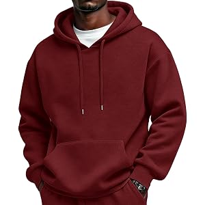 Mens Sherpa Hoodie Cottn Fleece Oversized Drawstring Hooded Sweatshirt | Oversize, Plus Size Long Tall, Hood Drawstring, Vint