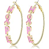 Breast Cancer Awareness Earrings for Women Pink Ribbon Hoop Earrings Breast Cancer Awareness Jewelry Accessories Month Outfits Gifts