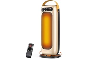KQPZ Space Heater, 1500W PTC Ceramic Electric Heaters for Indoor Use with Remote, 4 Levels Room Heater with LED Touch Display, 110° Oscillation,10H Timer,Fast & Safe Portable Heater for Bedroom Office