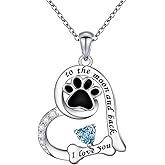 JZMSJF S925 Sterling Silver Dog Paw Love Heart Pendant Necklace Jewelry Gift for Women Mom Wife