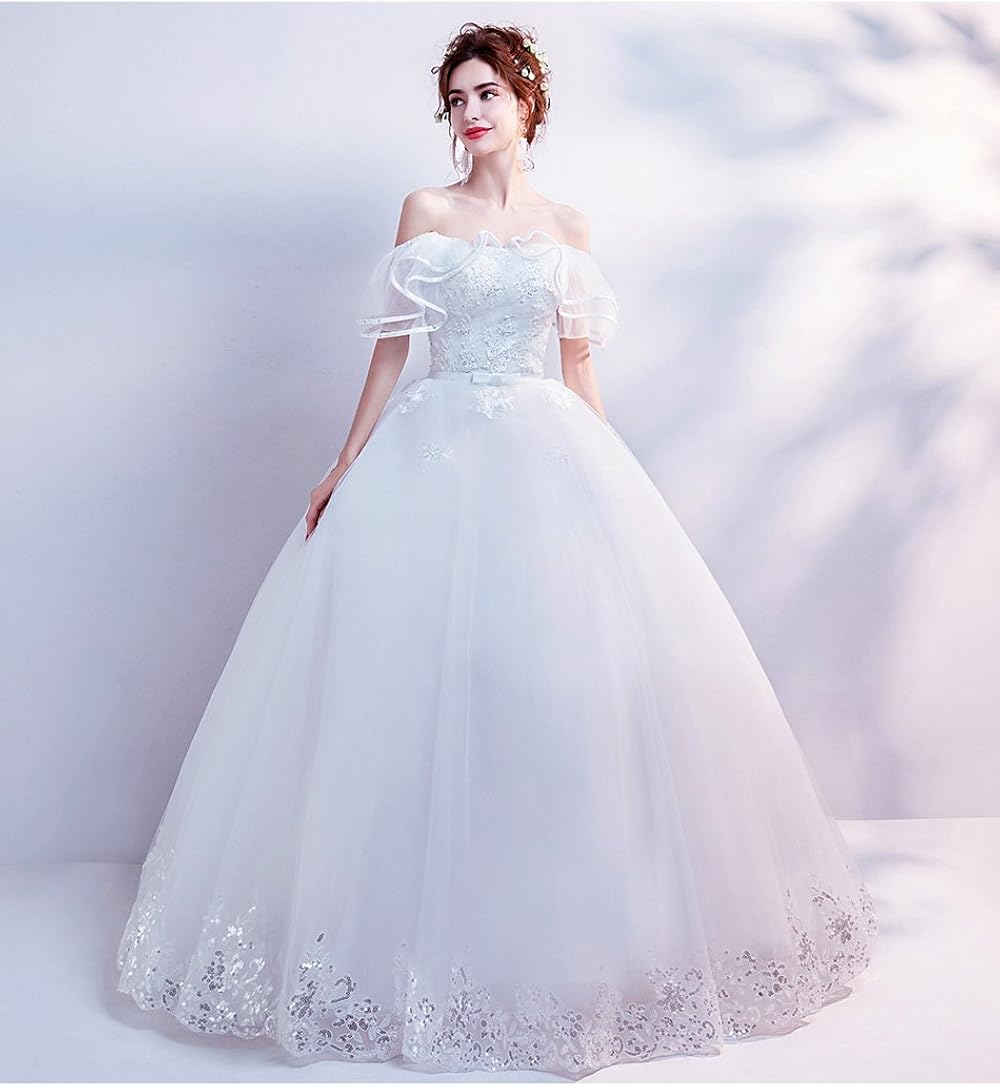 Amazon Co Jp 千恵モール ウェディングドレス ドレス 可愛い 花嫁ドレス 着やせ ロング プリンセス 二次会 結婚式 撮影ドレス 服 ファッション小物