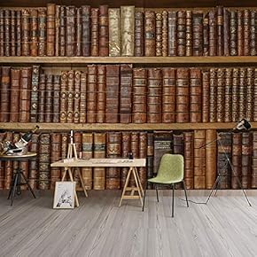 Wall Murals for Bedroom Modern Bookshelf Pattern Removable Wallpaper Peel and Stick Wall Stickers - 66x96 inches