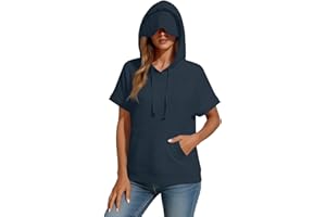 Hoodies for Women with Eye Mask Short Sleeve Lightweight Sweatshirt Travel Casual Tops Oversized Pullover for Ariplane Naps