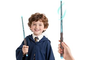 PUSSAN Wizard Spell Wand with Voice-Control & 5 Light Effects, Magic Light Up Wand with Customizable Spells, Rechargeable Remote Control Wand, Kids Witch Toys Gifts for Christmas Cosplay Halloween Birthday