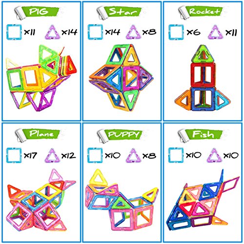 image for Ehome Magnetic Blocks, 34 PCS Magnetic Building Blocks with Strong Mag