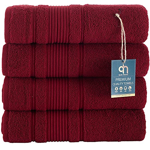 Qute Home 4Piece Bath Towels Set, 100 Turkish Cotton Premium Quality