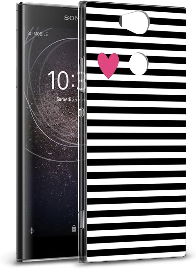Sony Xperia XA2 Case, Eouine Phone Case Clear with Pattern [Ultra Slim] Shockproof Soft TPU Silicone Gel Cover Bumper Skin for Sony Xperia XA2 5.2" Smartphone (Stripe black)
