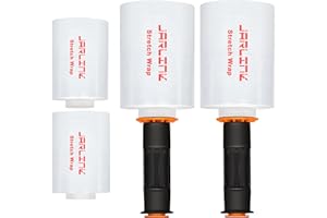 JARLINK 4 Pack Stretch Wrap, 5 Inches Shrink Wrap for Pallet Wrap, Moving Wrapping Plastic Roll, Industrial Strength Stretch Film up to 650% Stretch with Handles, 1000 Feet