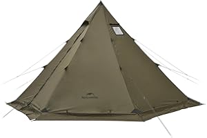 Naturehike Ranch Fire Teepee Tent, Cold Weather Winter Hot Tent with Stove Jack, 4-6 Person Waterproof Windproof 4 Season Tents for Camping