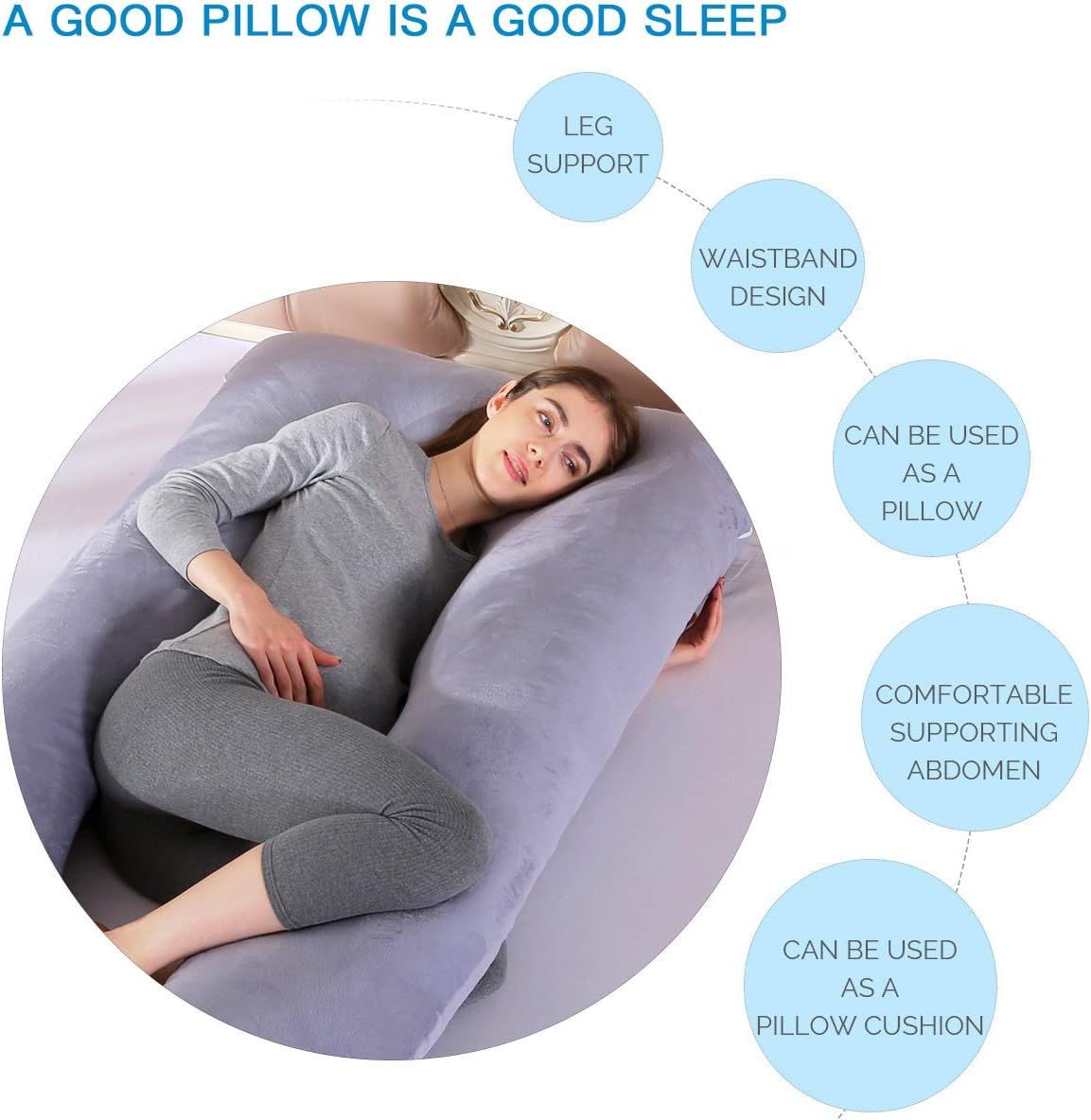 SHANNA Pregnancy Pillow for Sleeping U Shaped Full Body Pillow Pregnancy Pillows, Maternity Pillow Support for Back Hips - Image 3